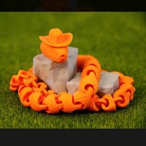 3D Printed Snake Figurine with Cowboy Hat